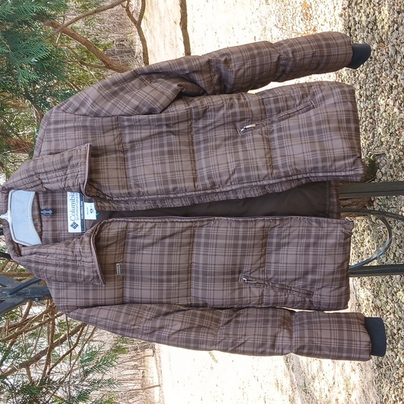 Columbia Brown Plaid Puffer Jacket 60% Down 40%feather Sz M - Picture 11 of 11